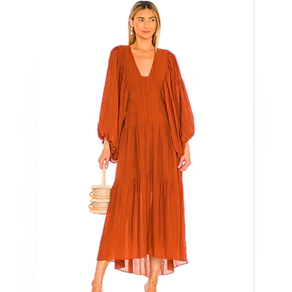 Elegant Rust Maxi Dress